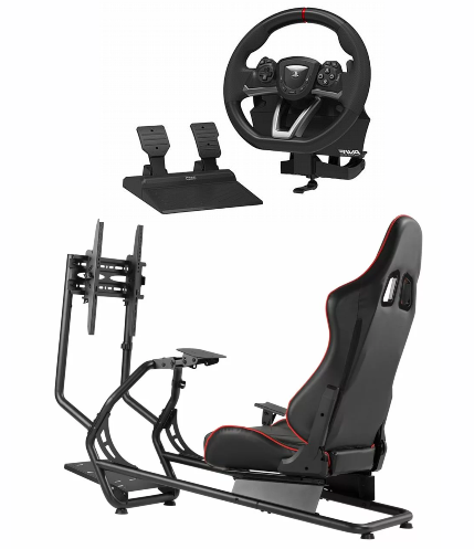 ערכת נהיגה במבצע חופש הגדול - SPEEDSEAT V2 כולל סטנד לטלוויזיה + הגה ודוושות Hori Racing Wheel PS4+PS5/XBOX - לאקסבוקס או לסוני