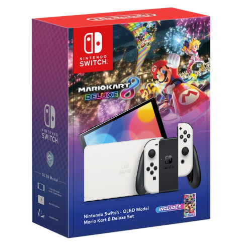 באנדל קונסולת Nintendo Switch OLED כולל המשחק Mario Kart 8 Deluxe Nintendo Switch