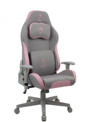 כיסא גיימינג Dragon Gaming Chair Cyber Fabric אפור ורוד בד