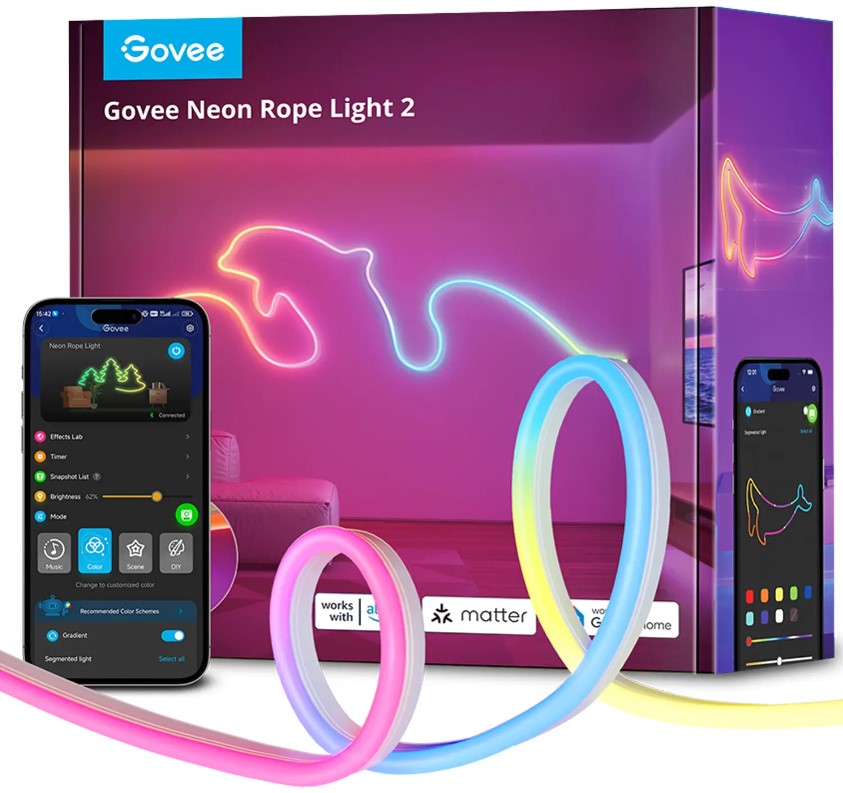 פס תאורת ניאון Govee Neon Rope Lights 2 אורך 3/5 מטרים