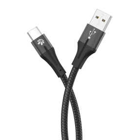 כבל שזור USB-A ל-USB-C שחור באורך 1.2 מטר Miracase