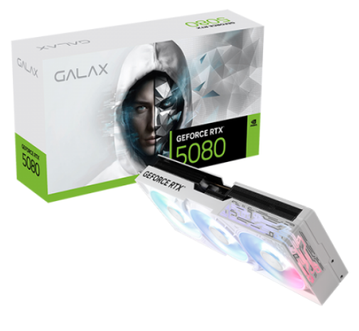 כרטיס מסך Nvidia GALAX Geforce RTX 5080 1-Click OC White 16GB DDR7 X3 FANS