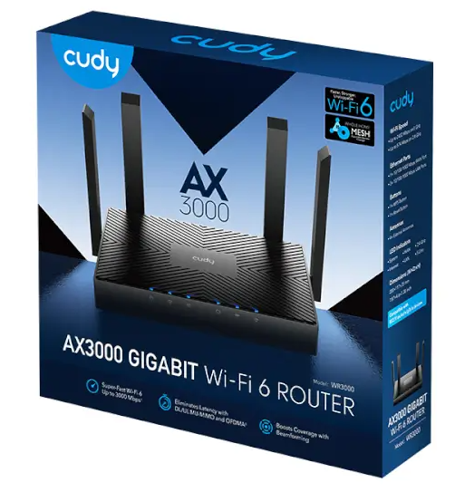 נתב אלחוטי AX3000 Wi-Fi 6 WR3000-IL CUDY