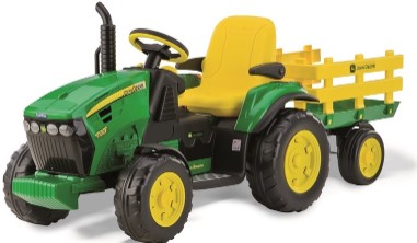 טרקטור ממונע 12V ג'ון דיר עם עגלה Peg perego