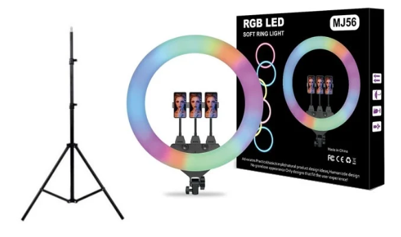 רינג תאורה + חצובה Ring Light RGB LED MJ22 גודל 56